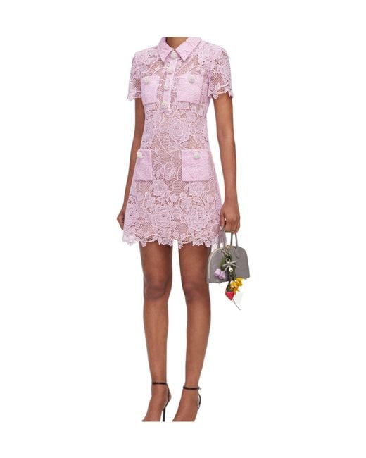 Self-Portrait Pink Button-Front Dress