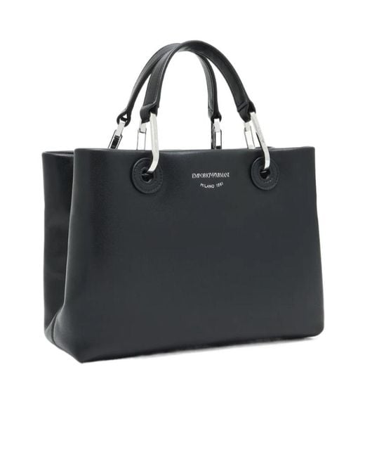 Emporio Armani Black Myea Logo Stamp Top Handle Bag