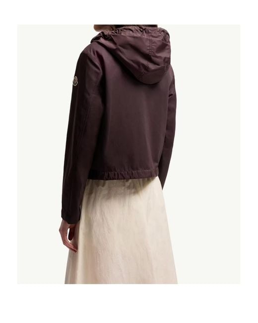 Moncler Purple Aconitum Hooded Cotton Linen Blend Shirt Jacket