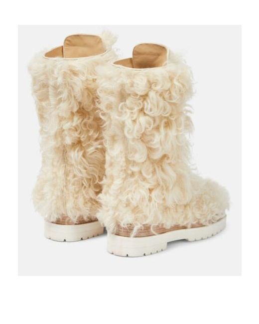 Magda Butrym Natural Shearling Lace-Up Boots
