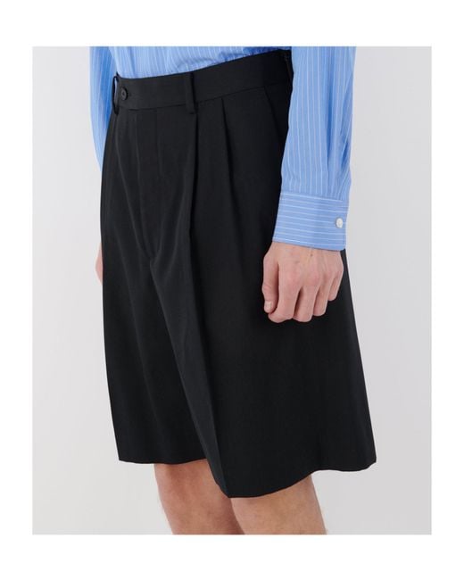 Auralee Black Wool Belt Loop Shorts for men