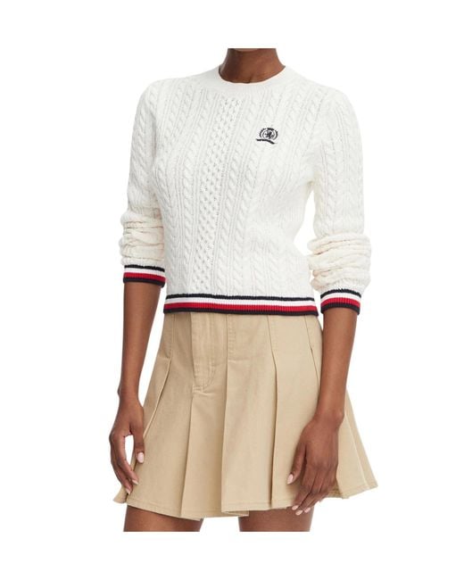 Tommy Hilfiger White Crew-Neck Knit Top
