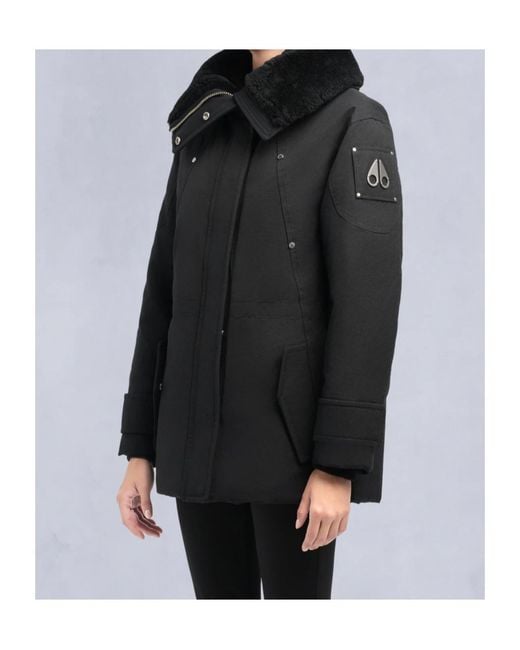Moose Knuckles Black Aurora Shearling Trim Jacket