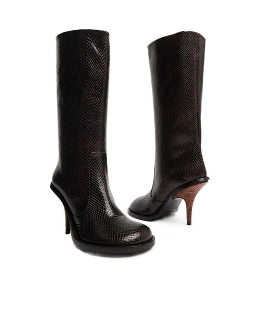 Dries Van Noten Black 105Mm Python Embellished High Boots