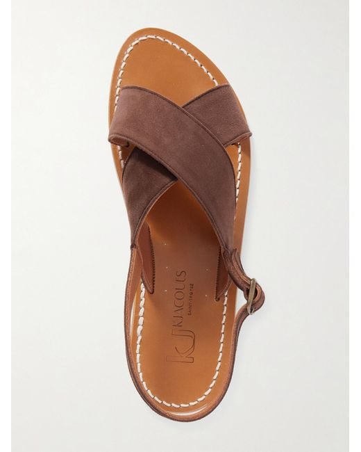 K. Jacques Brown Solid Suede Sandals