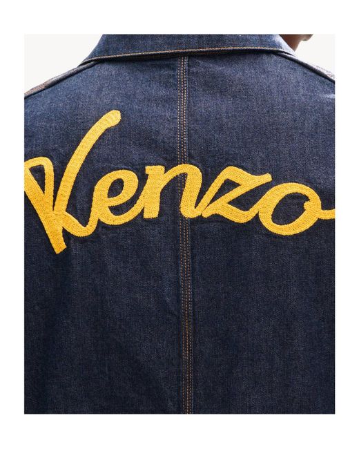 KENZO Blue Varsity' Embroidered Chore Jacket for men