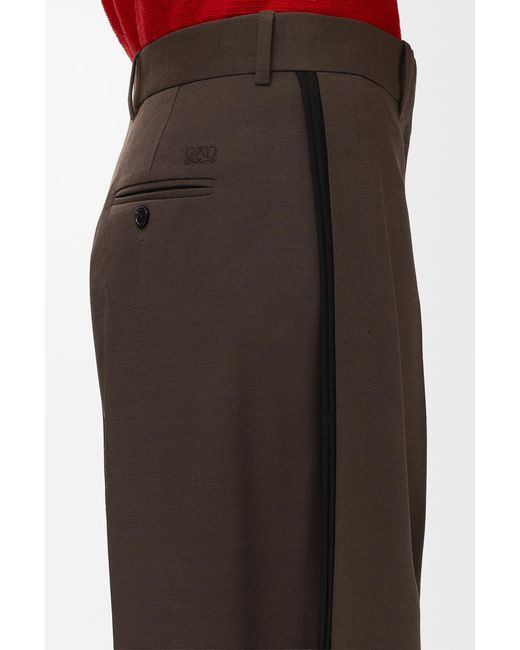 Loewe Brown Wool-Blend Casual Trousers With Belt Loops