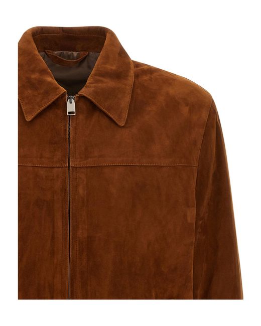 Brioni Brown Suede Zip-Front Jacket for men