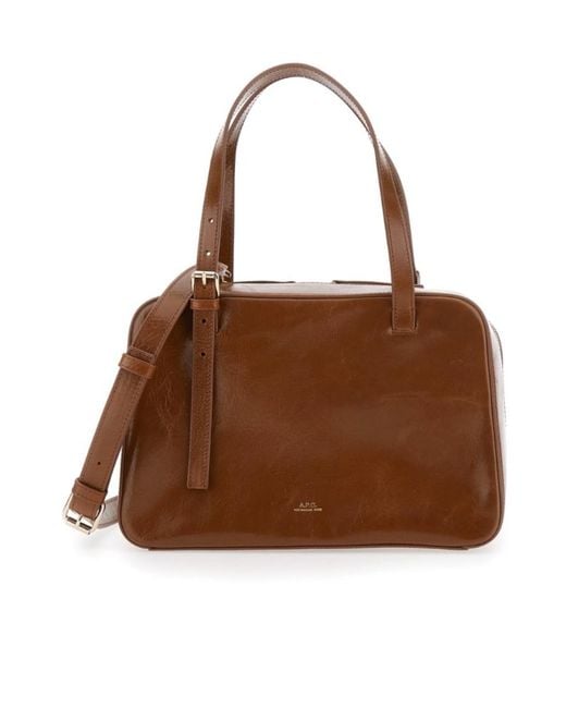 A.P.C. Brown Buckled Top Handle Shoulder Bag