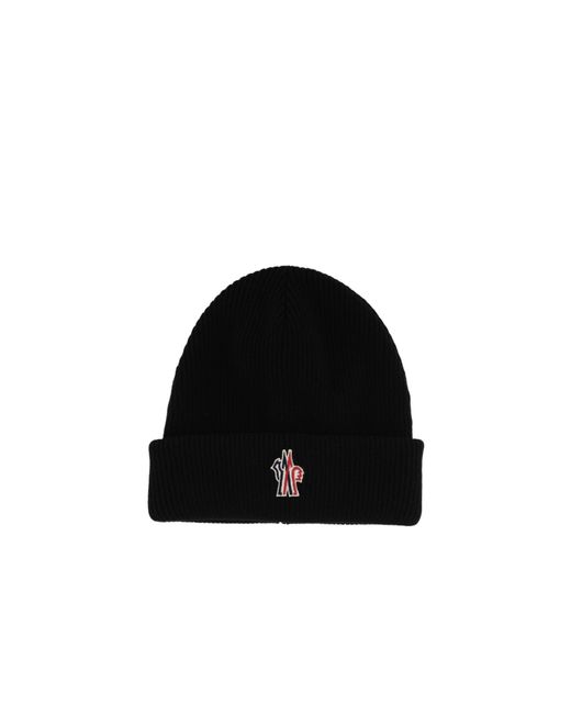 Moncler Black Grenoble Logo Embroidered Knitted Beanie for men