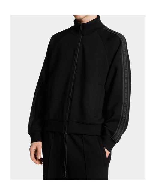 DSquared² Black D2 Tape Zipped Sweatshirt for men