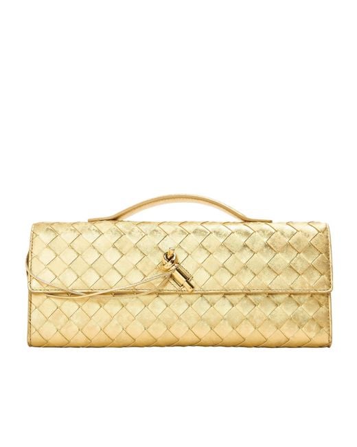 Bottega Veneta Metallic Woven Leather Clutch