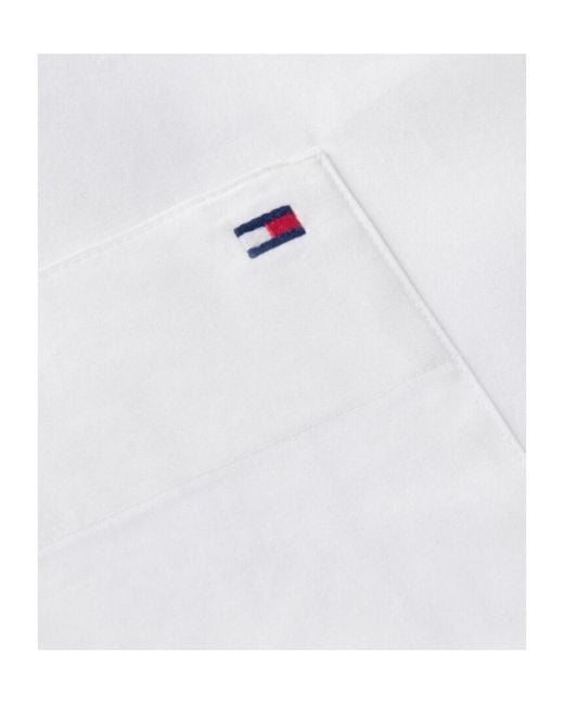 Tommy Hilfiger White Oversized Fit Flag Embroidery Poplin Shirt