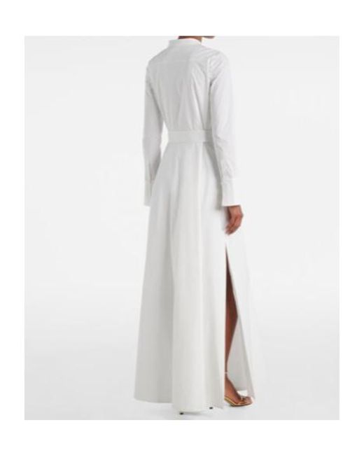 Oscar de la Renta White Peony Cotton-Blend Poplin Maxi Dress