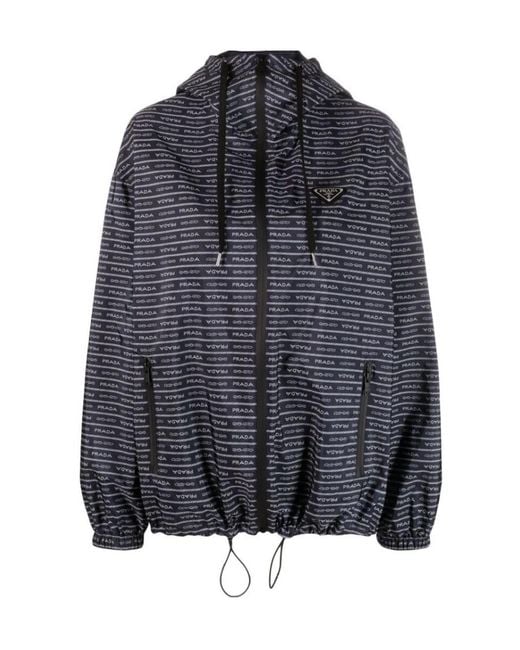 Prada Blue Zippered Casual Jacket