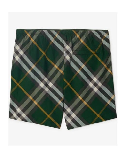 Burberry Green Check Motif Swim Shorts for men