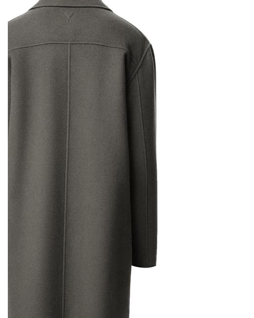 AMI Gray Logo Detailed Single Breasted Coat for men