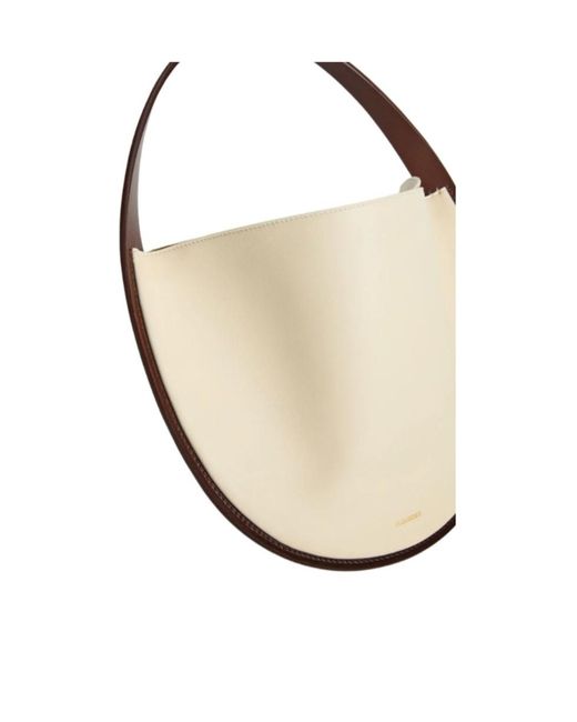 Jil Sander White Pivot Logo Embossed Shoulder Bag