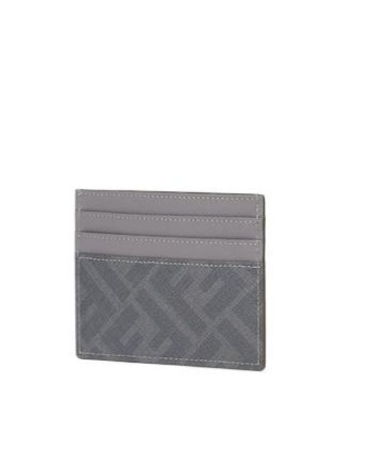 Fendi Gray Diagonal Ff Printed Card Holder for men