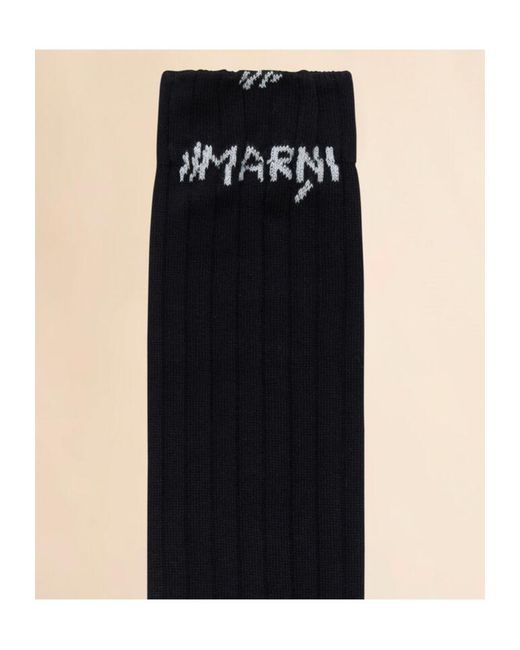 Marni Women's Black Logo-Embroidered Cotton-Blend Socks