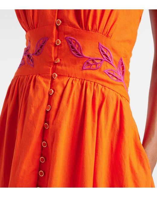 Farm Rio Red Hollowed-Out Lace Dress