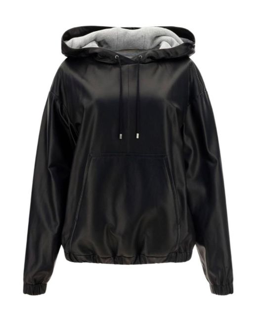 Saint Laurent Black Leather Hooded Jacket