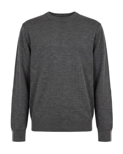 Peserico Gray Crew-Neck Long-Sleeve Knit Top for men