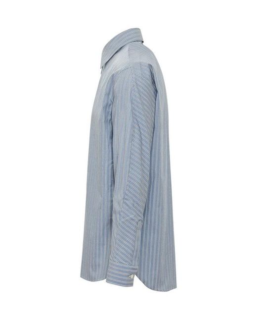 Givenchy Blue Couture Seam Striped Overshirt for men