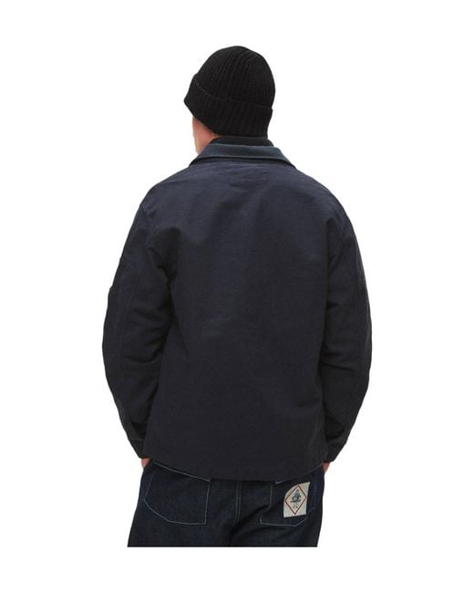 C P Company Blue Color-Blocked Collar Workwear Jacket for men