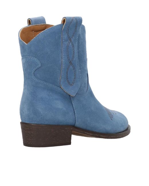 Via Roma 15 Blue Round Head And Ankle Boots