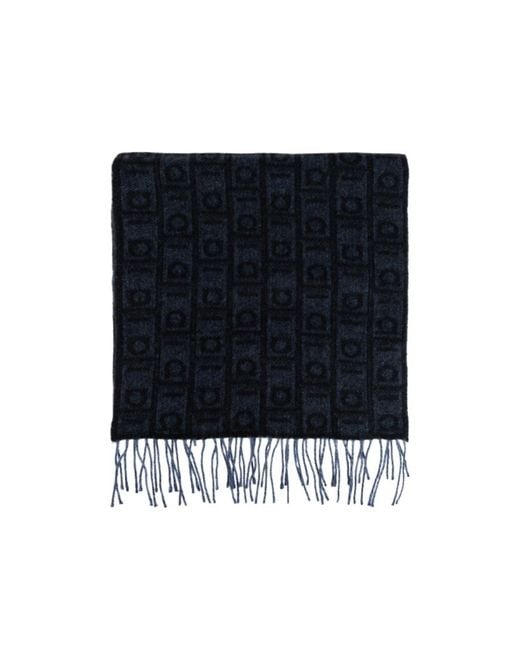 Ferragamo Black Ferragamo Monogram Jacquard Fringed Edge Scarf