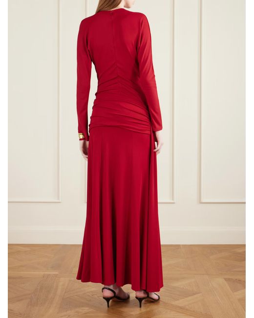 Rabanne Red Rabanne Draped Jersey Midi Skirt