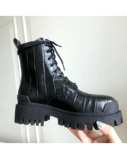 Balenciaga Black Stivaletti Strike 20 Mm Lace-Up Da Donna