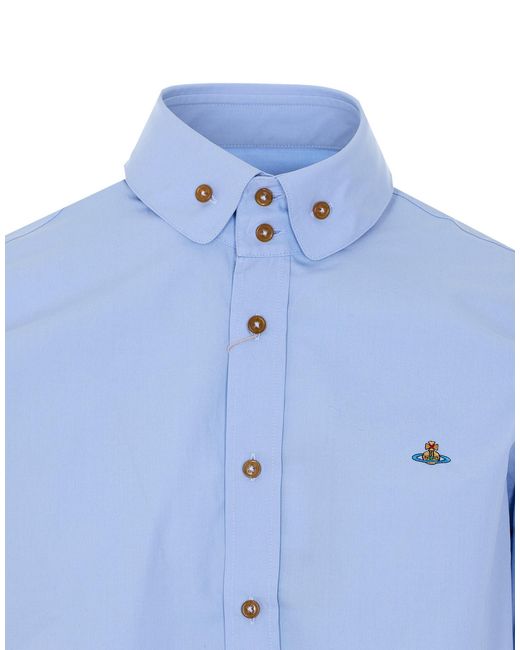 Vivienne Westwood White Orb-Embroidered Organic-Cotton Shirt for men