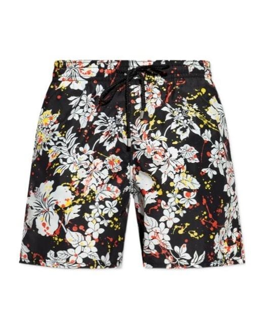 Palm Angels Black X Vilebrequin Graphic Printed Swim Shorts for men