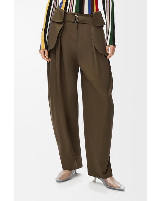 Loewe Green Belted Wide-Leg Pants