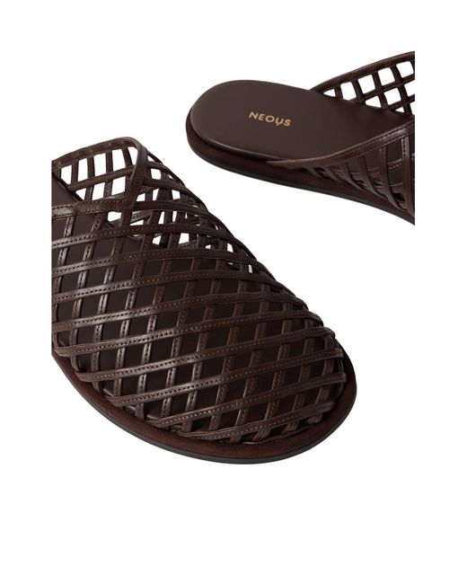 Neous Black Solid Color Leather Slippers