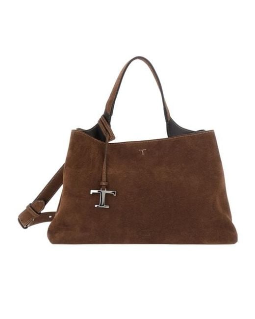 Tod's Brown T-Plaque Top Handle Bag