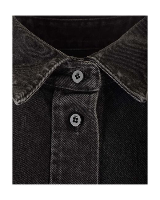 The Attico Blue The Logo Embroidered Buttoned Denim Shirt