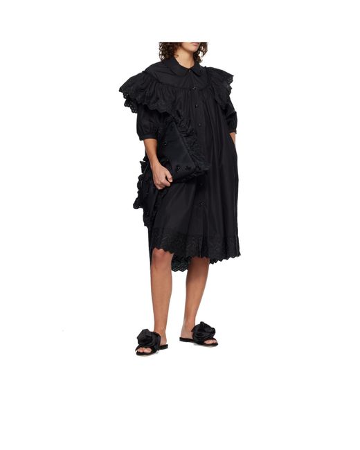 Simone Rocha Black Floral Appliqué Slippers