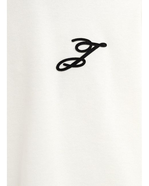 Jacquemus White Oversized Embroidered Logo T-Shirt for men
