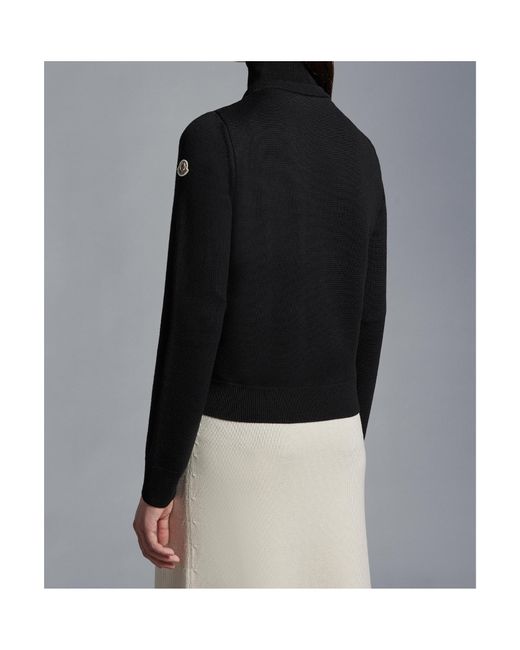Moncler Black Padded Wool Cardigan