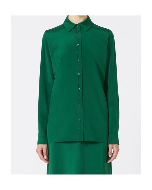 Max Mara Green Avion Button-Up Long-Sleeved Shirt