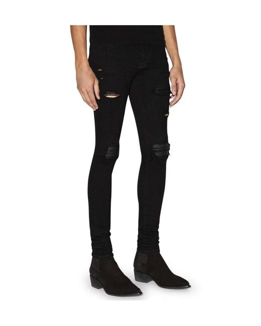 Amiri Black Mx1 Distressed Tapered Leg Jeans for men