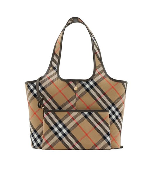Burberry Metallic Small Checked Top Handle Bag