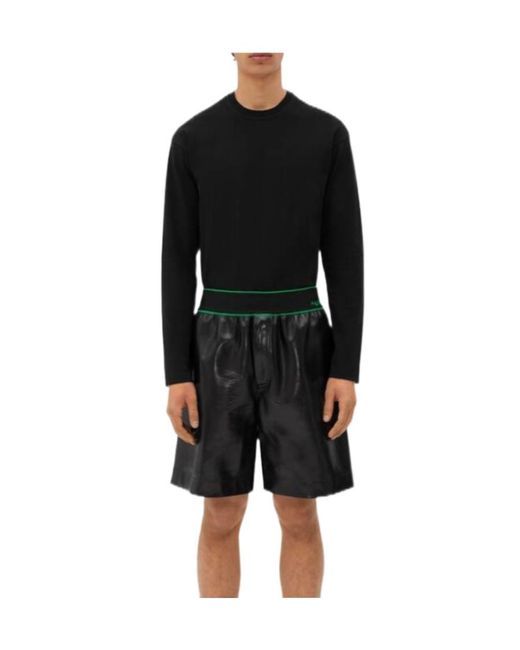 Bottega Veneta Black Logo Round Collar Long-Sleeved T-Shirt for men
