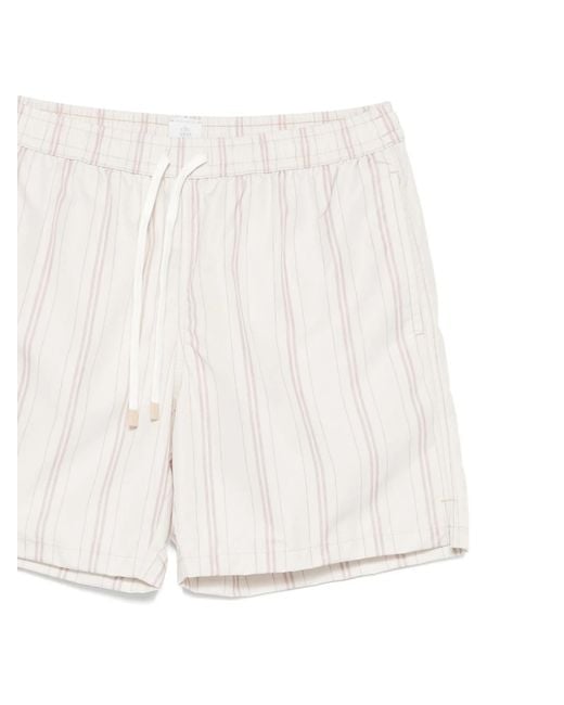 Eleventy White Striped Swimming Trunks for men