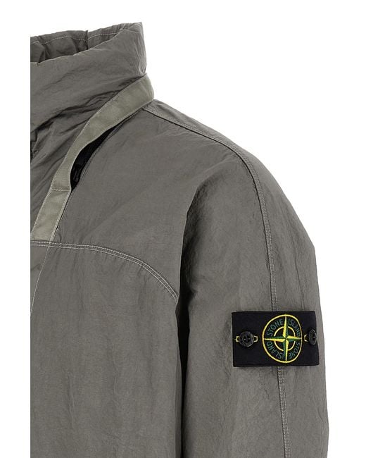 Stone Island Gray Logo Patch Bomber Jacket for men