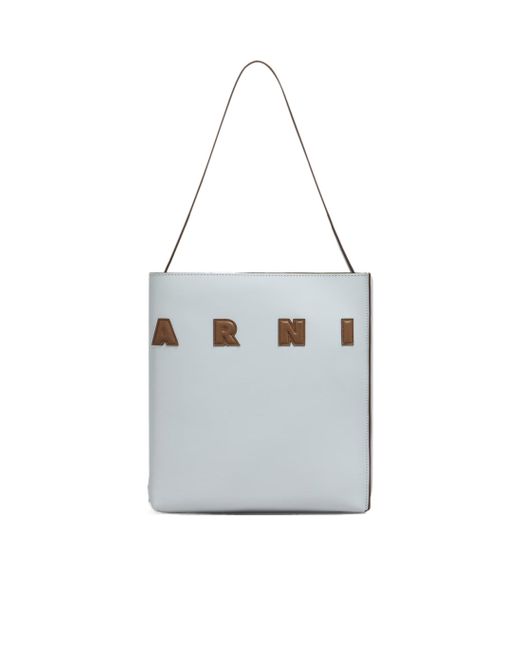 Marni White Museo Logo-Patch Small Shoulder Bag