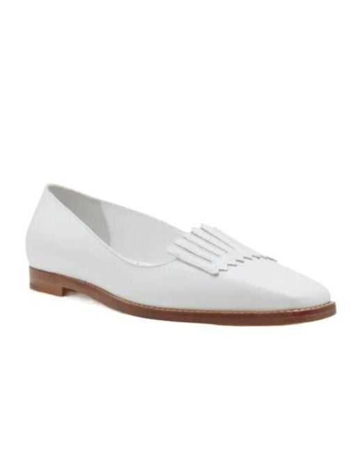 Manolo Blahnik White Square Toe Flats